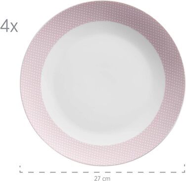 Набор посуды MSER 931566 Kitchen Time II на 4 персоны, 16 шт. Комбинированный сервиз с тонким рисунком, фарфор (розовый)