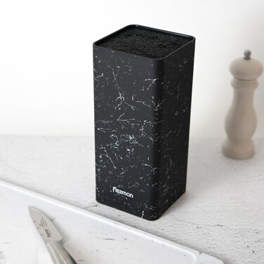 Підставка Fissman для кухонних ножів 10x10x22 см, колір ЧОРНИЙ МАРМУР пластик (12883)