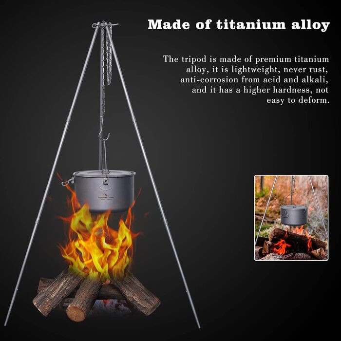 Титановый штатив для кемпингового костра Boundless Voyage