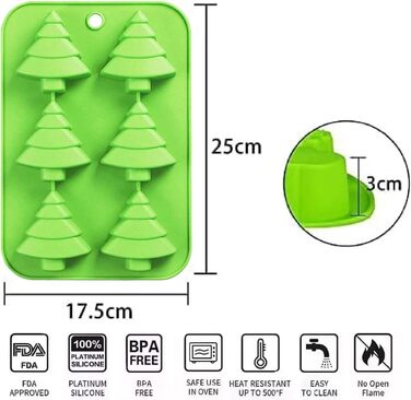 Силіконова форма BREEZO Різдво 6 порожнин великі різдвяні ялинки шоколадні форми мило цукерки торт випічки форми для Різдва різдвяний торт прикраса 1