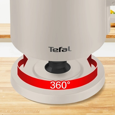 Tefal Електрочайник Thermo Protect, 1.5л, пластик, нержавіюча сталь, бежевий