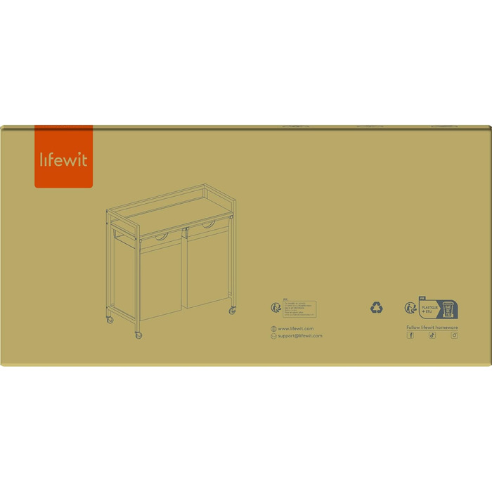 Сворачиваемая корзина для белья Lifewit, 95 л 2 выдвижные корзины для белья с верхней полкой и 2 семными сумками и ручками, сортировщик белья для прачечной, спальни, ванной комнаты и общего номера, черный 76x33,5x78 см Деревенский коричневый черный