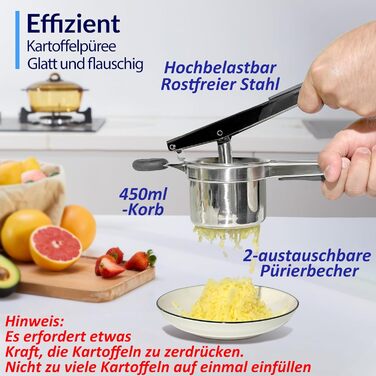 Прес для картоплі з 2 змінними чашками, нержавіюча сталь SPEENSUN