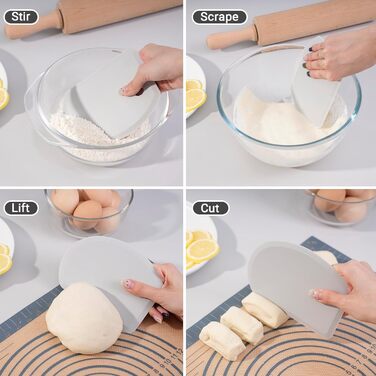 Гнучкий силіконовий скребок для тіста 15,2 х 11 см сірий Lazymi