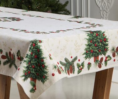 Різдвяна гобеленова скатертина Home of Christmas Скатертина на Різдво та Новий рік (Зелена ялинка (без блискіток), 140x180 см)