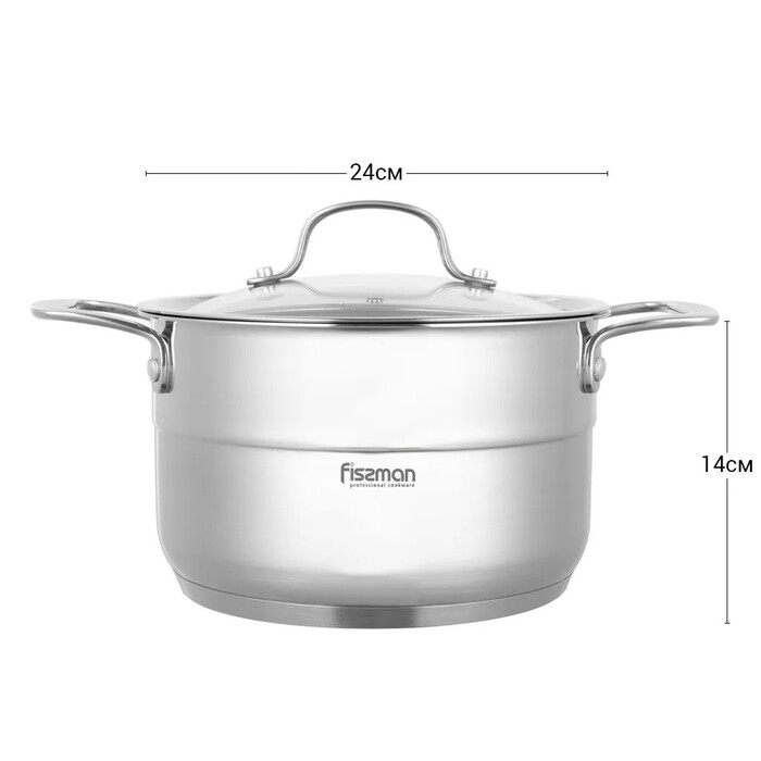 Каструля Fissman NORDIA 24x14 см / 6,4 л з кришкою (5374)