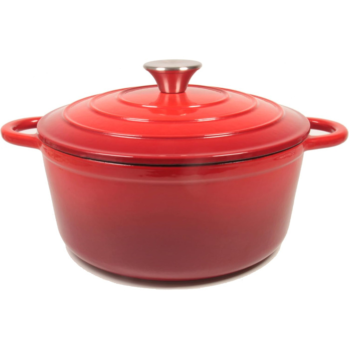 Чавунна форма для запікання 24 см, емальована з кришкою, включаючи 1 пару силіконових рукавиць Nilpferd