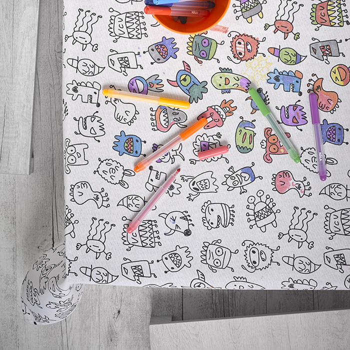 Скатертина Atenas Home Textile Monsters + фломастери 12 шт., бавовна з поліестером