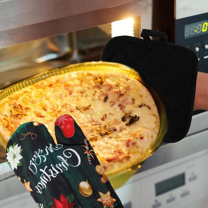 Різдвяний набір з 2 прихваток та 2 рукавичок для духовки, 4 предмети, зелений Cabilock