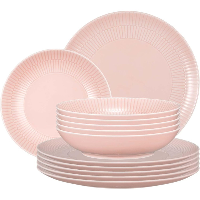 Набір тарілок на 6 персон, 12 предметів, рожевий Amina Seltmann Weiden