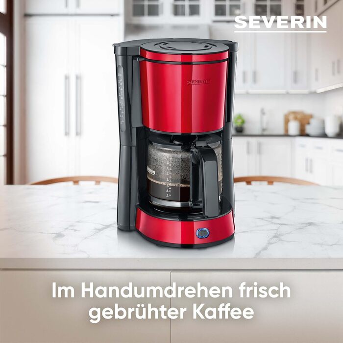 Кофемашина SEVERIN 'Type со стеклянным кувшином, ароматный, быстрый и тихий кофе с кофеваркой на 10 чашек, кофемашина с фильтром, KA 4815, 33.8 (красный)