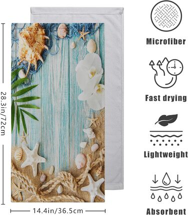 Різдвяні кухонні рушники Kwlegh, рушник для рук, різдвяна ялинка, цукерка-тростина, сніжинка, рушник для пальців, набір з 2 шт. , милий чоловічий банний рушник, високопоглинаючі рушники, 36 шт. (пляжні мушлі)