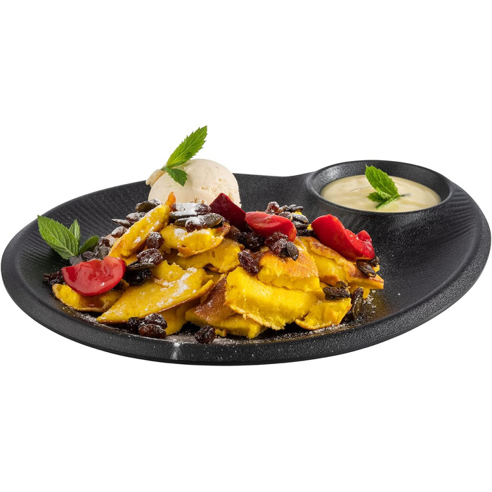 Сервірувальна меламінова тарілка 30 x 25 x 2,5 см з вбудованою соусницею, чорна NERO APS