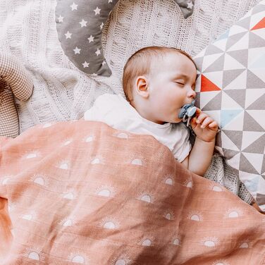 Муслінові серветки GLLQUEN для немовлят, 6 шт. бавовняних серветок для відрижки, 70 см x 70 см, абсорбуючі та дихаючі, ідеально підходять для очищення, витирання та покриття новонароджених (сонце, 3 шт.)