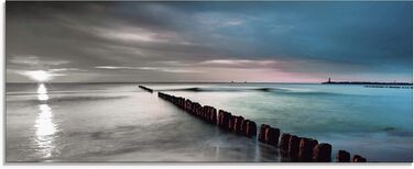 Настінний декор ARTland скляні картини настінна картина скляна картина цільна 40x40 см квадрат пляж море сонце Кариби природа пейзаж узбережжя схід сонця морський S7LE (Пляж Балтійського моря, 125Д x 50Ш см)