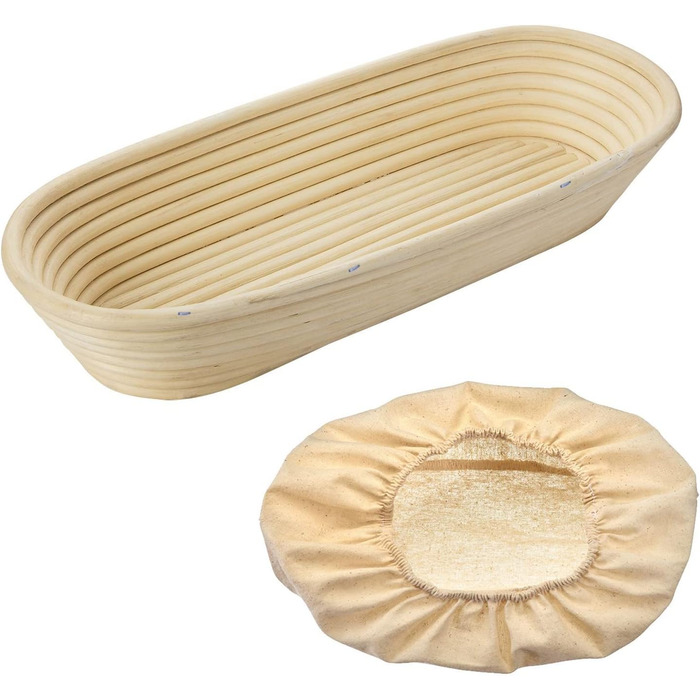 Кошик для вистоювання Westmark, для тіста для хліба вагою 1500-2000 г, овальний, довжина приблизно 40 см, ротангова тростина, світло-бежева, 32022270 (набір з 2 шт. , довжина 39,5 см)