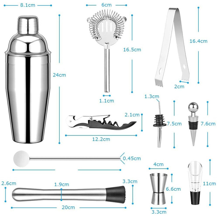 Коктейльний набір, 750 мл., 12 предметів GOLDGE