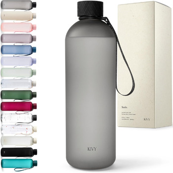 Пляшка для води 1,5 л тританова, попелясто-чорна KIVY