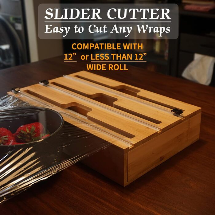 Диспенсер для рулонів фольги 30,7 см потрійний, бамбук DOSYEN