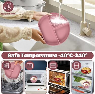 Набор детской силиконовой посуды, 5 предметов, розовый Hoseay