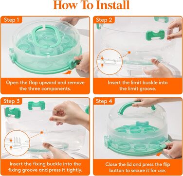 Контейнер для торта 27 см з кришкою та ручкою, зелений Lifewit