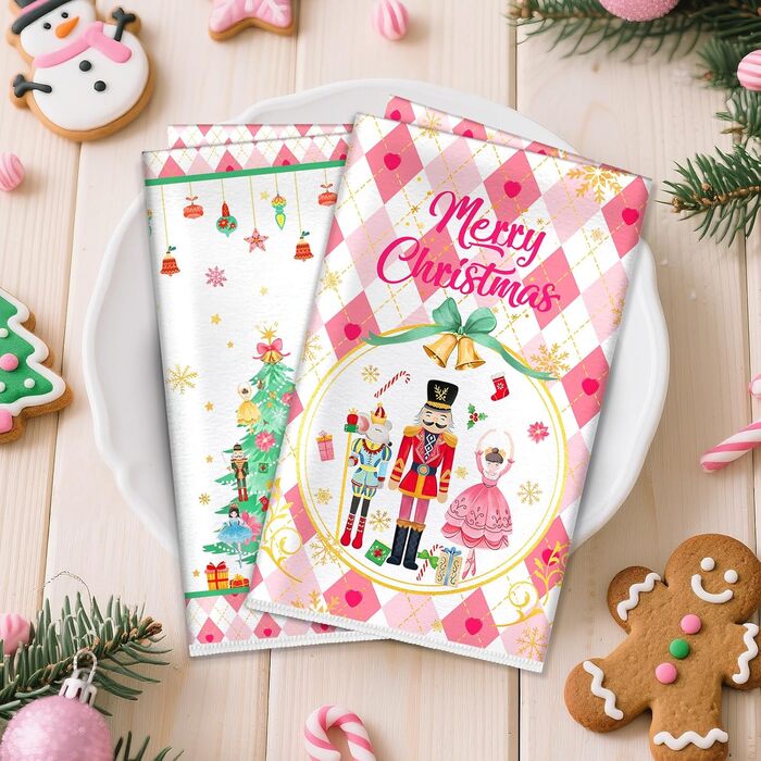 Набір з 2 різдвяних кухонних рушників 60 x 40 см Лускунчик Arquiel