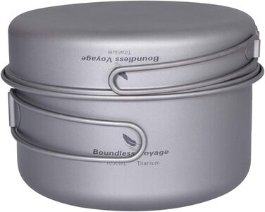 Безмежна подорож на відкритому повітрі 750 мл 800 мл 1100 мл 1300 мл Титанова каструля з кришкою Складна ручка для застави Кемпінг Піші прогулянки Пікнік Ультралегка портативна пляшка для води Чашка Кухоль Набір свиней (Ti15114A 1000500)