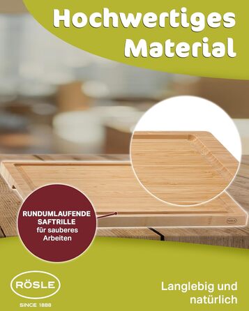 Обробна дошка 39 x 26 см, бамбук Basic Line Rosle