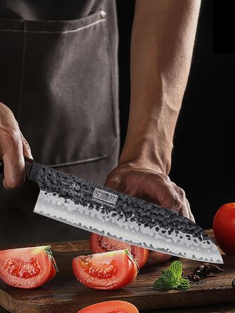 Ніж HOSHANHO Santoku Ніж ручного кування, ніж Сантоку Гостре лезо 18 см Кухонний ніж з японської серцевини VG10 Ніж для кухарів з ергономічною ручкою Подарункова коробка (набір ножів 3 шт.)