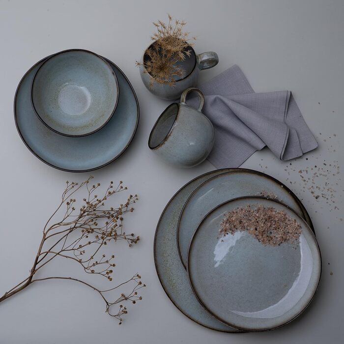 Набір посуду на 2 персони, 8 предметів, сіро-зелений Stone Creatable