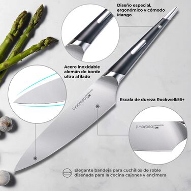 Кухонный нож Острый нож для мяса профессионально выкованный из импортной высокоуглеродистой нержавеющей стали с красивым магнитным держателем для ножей - метеорит (нож шеф-повара 7 дюймов), 7 Santoku Knife