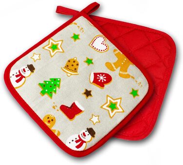 Кухонний, червоний, 1 пара, ЗІЗ категорії II, термостійкий до 250C, перевірений та сертифікований продукт (прихватки, різдвяні)