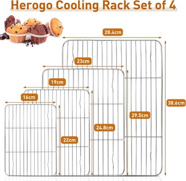 Решетка для гриля из нержавеющей стали для выпечки, жарки, приготовления пищи, 4 шт Herogo