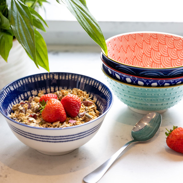 Набор мисок Kiychen Craft Red and Blue Hues, керамика, диам. 15,5 см, 4 шт.