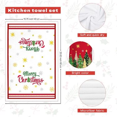 Набор из 2 рождественских кухонных полотенец 60 x 40 см Рождественские елки Arquiel