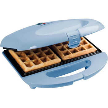 Брюссельська вафельниця Bestron в ретро-дизайні, вафельниця на 2 бельгійські вафлі, з антипригарним покриттям і лампою для випічки, 700 Вт, колір (синій)