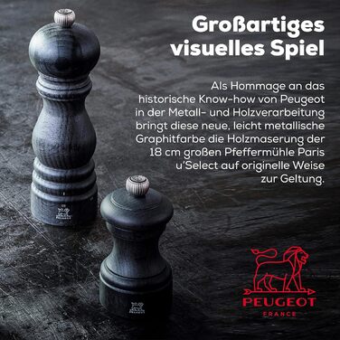 Млин для перцю Paris u'Select 18 см - 6 попередньо встановлених помелів - Виготовлений з деревини, сертифікованої PEFC - Французьке ноу-хау - Графітовий млин для перцю графіт