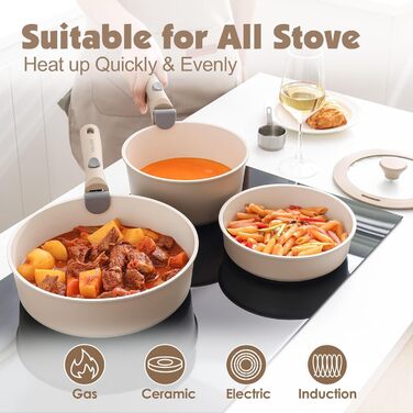 Набір кухонного посуду, 17 предметів, бежевий Sensarte