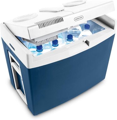 Електричний холодильник на колесах, підходить для повного ящика для напоїв/пива, 12 В та 230 В для автомобіля, вантажівки, човна, автофургона та розетки (33 літри), 48W AC/DC -