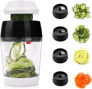 Спіральна овочерізка 4 в 1 з контейнером, чорна MENNYO