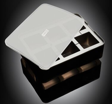 Силіконовий льодогенератор Lurch ICE FORMER преміум-класу з кришкою на 20 кубиків льоду розміром 3 см, чорний, кубик 3 см (куб 5 см)