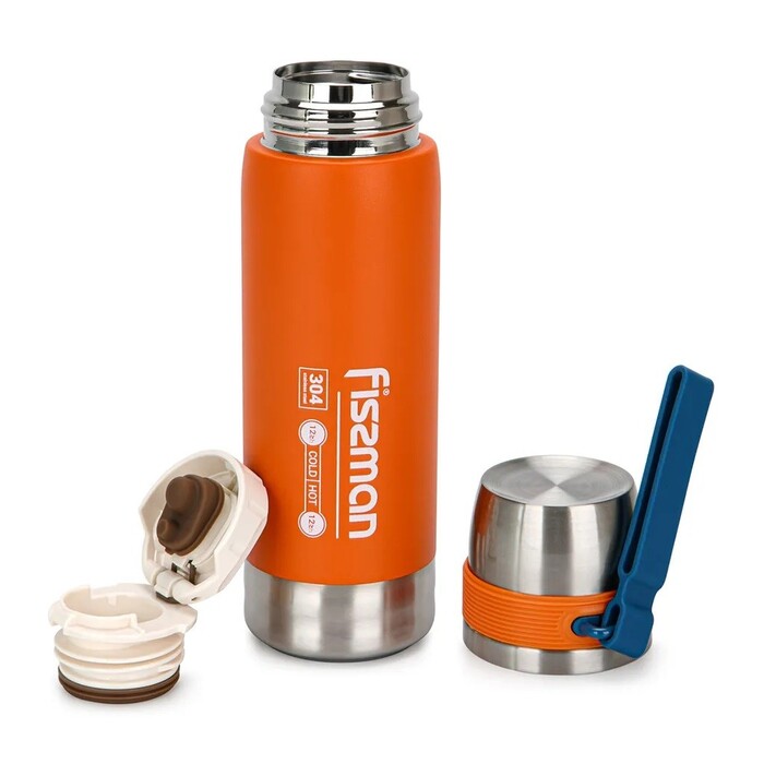 Термос Fissman 600 мл колір оранжевий нержавіюча сталь (9876)