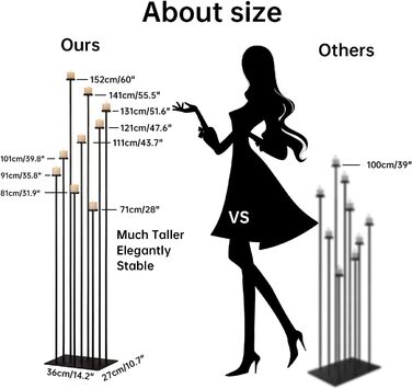 Чорний залізний 9-ручний свічник LANLONG