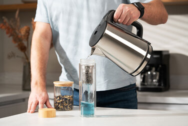 ARDESTO Термос скляний з подвійними стінками, 450 мл, боросилікатне скло, бамбукова кришка