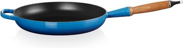Сковорода чавунна 28 см з дерев'яною ручкою, синій Signature Le Creuset