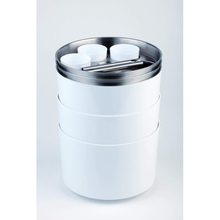 Конференц-охолоджувач APS, охолоджувач для пляшок, охолоджуючий рондель для пляшок, настільний охолоджувач на 6 пляшок, в т.ч. пакет для льоду, відкривачка для пляшок, чаша з кронен-кришкою, Ø 6,7 см для пляшок 0,25-0,5 літра (білі, одинарні)