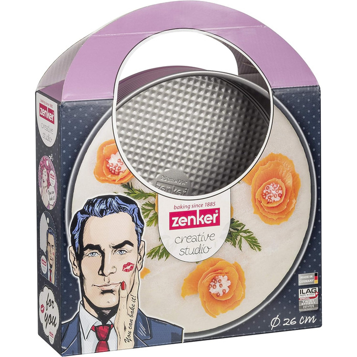 Роз'ємна форма для творчої студії Zenker Z7480 Ø 26 см, форма для випічки з плоским дном, кругла форма для торта з антипригарним покриттям, творча випічка (колір рожевий, сріблястий), кількість