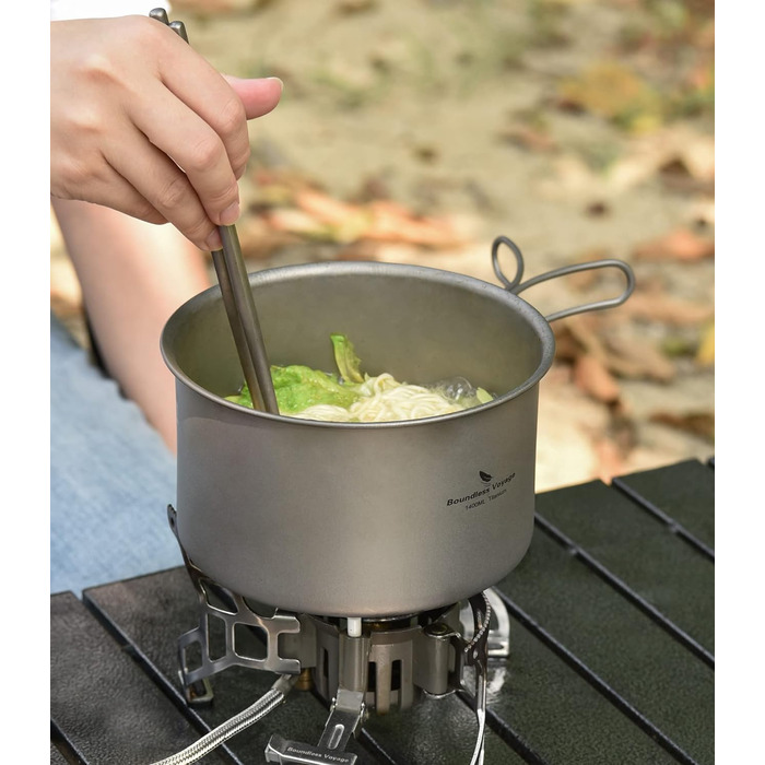 Наружная титановая посуда 1,4 л 1,6 л 2,4 л Кастрюля для соуса Голландский горшок для 1-3 человек Легкий портативный дорожный горшок Кухонный набор Туристическое снаряжение (горшок 1600 мл M-ti2107C)