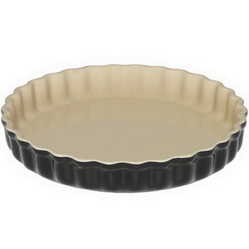 Блюдо кругле хвилясте для запікання 28 см, чорне глянсове Le Creuset