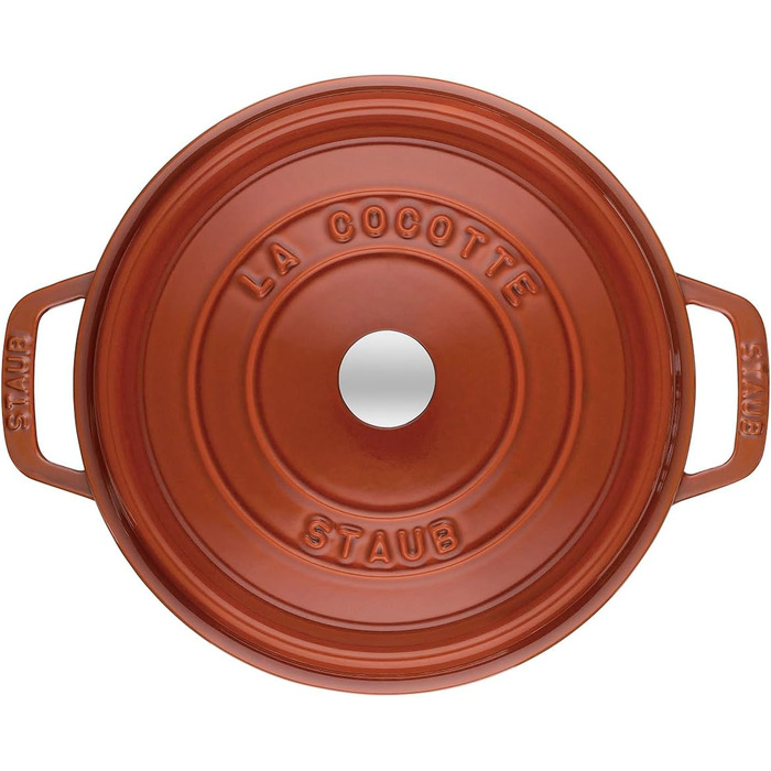 Чавунна каструля/кокотниця STAUB, кругла, 8,35 л, функція Ароматичний дощ для оптимального зволоження, для всіх типів варильних поверхонь, включаючи індукційні та духові шафи, (кориця, 28 см)
